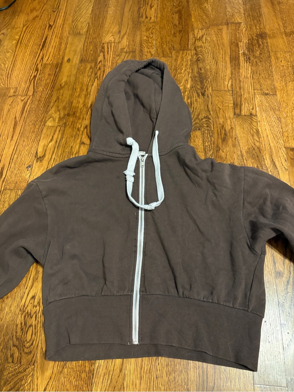 Reflex Brown Zip-Up Hoodie with Contrasting Drawstring